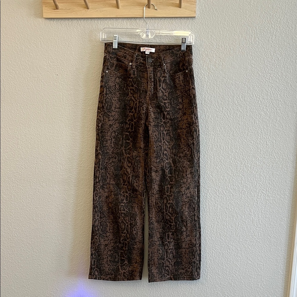 Vigoss Brown Snake-Print Wide Leg Jeans
